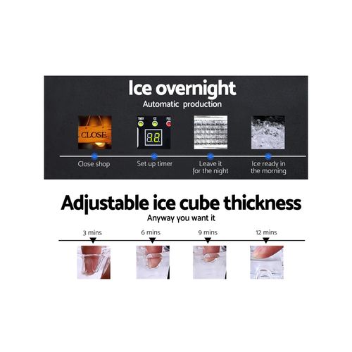 Devanti 45KG Commercial Ice Maker Machine Portable Ice Cube Tray Stainless Steel - Image 7