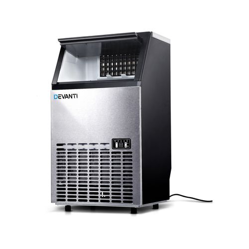 Devanti 45KG Commercial Ice Maker Machine Portable Ice Cube Tray Stainless Steel