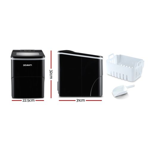 Devanti 2L Ice Maker Portable Ice Cube Machine - Black - Image 7